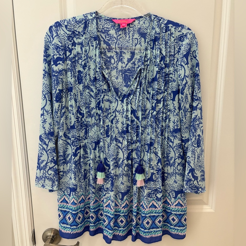 Lilly Pulitzer Marilina Tunic Shoreline Blue size small